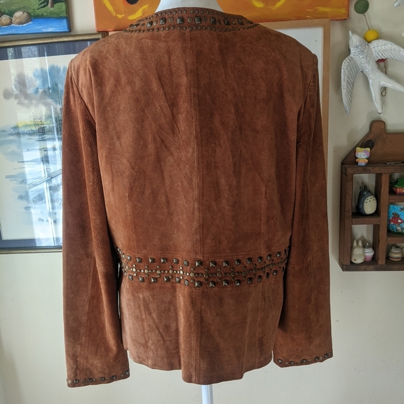 VTG C Concept Studded Suede Leather Jacket SZ 14 - Picture 8 of 12